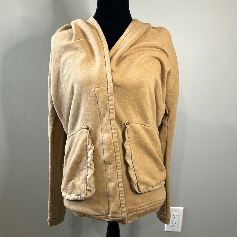 Wilfred Full-Zip Hooded Sweatshirt Modal Cotton FLAWS Tan Women's Size XXS